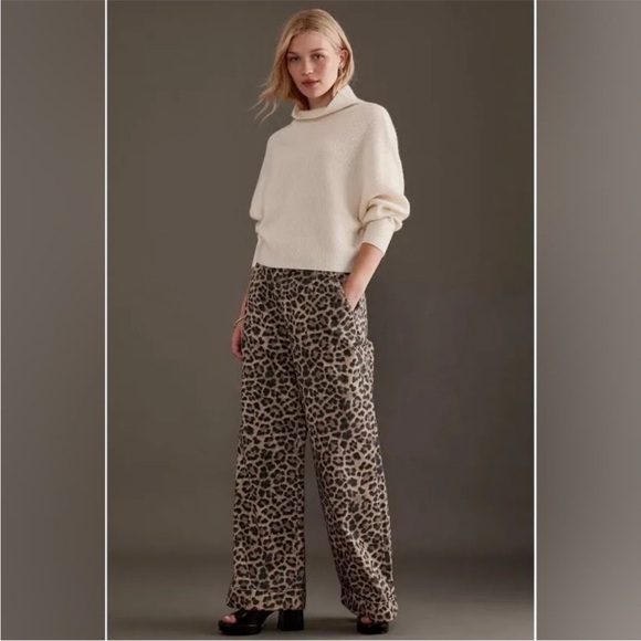 Anthropologie Pilcro Ribbed Mock Neck Crop Cream 100% Cashmere Sweater-1X - Picture 2 of 11